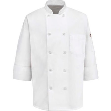 VF IMAGEWEAR Chef Designs Men's 10 Button-Front Chef Coat, Pearl Buttons, White, Polyester/Cotton, 3XL 0415WHRG3XL